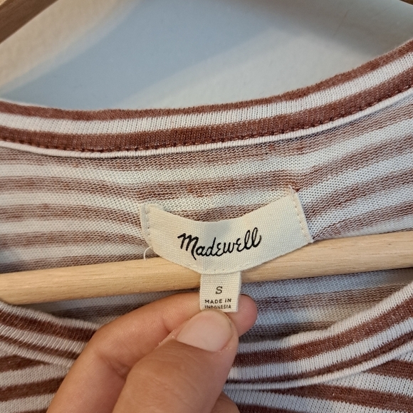 Madewell Soundcheck Side Knot Striped Top Brown Size Small - Picture 5 of 7